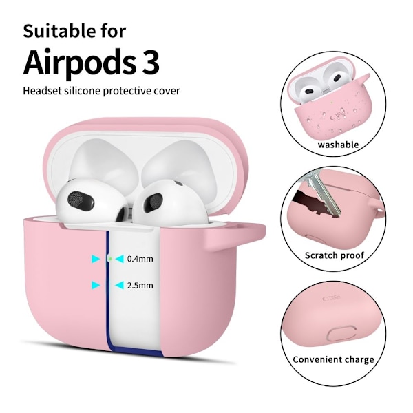 Tech-Protect Silicone Hook Case for Apple AirPods 3 - Pink Pink