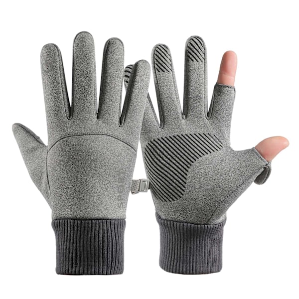 Men's insulated sports phone gloves - gray Gray