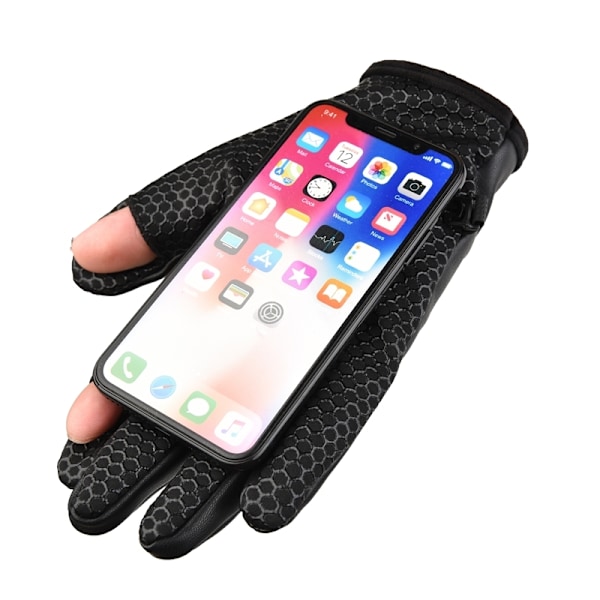 Men's insulated, anti-slip telephone gloves - black Black