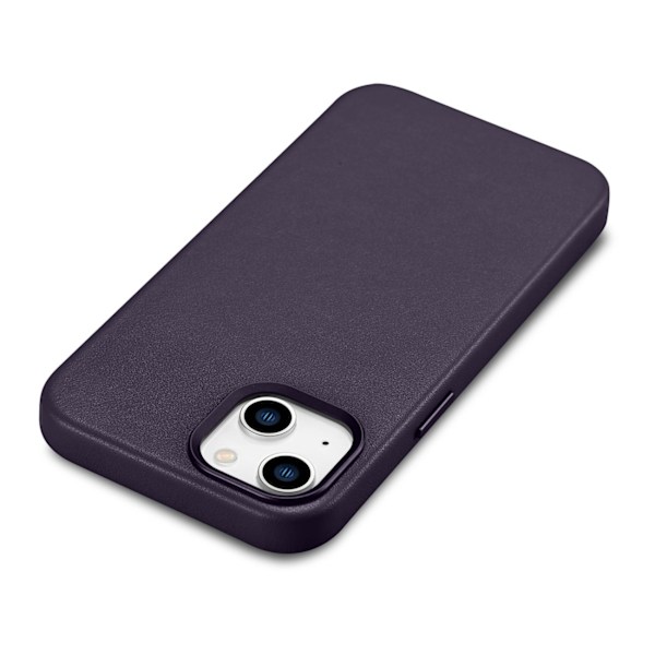 iCarer Case Leather Cover Case for iPhone 14 Dark Purple (WMI14220705-DP) (MagSafe Compatible) Violet