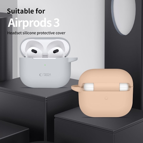 Tech-Protect Silicone Hook Case for Apple AirPods 3 - Gray Gray