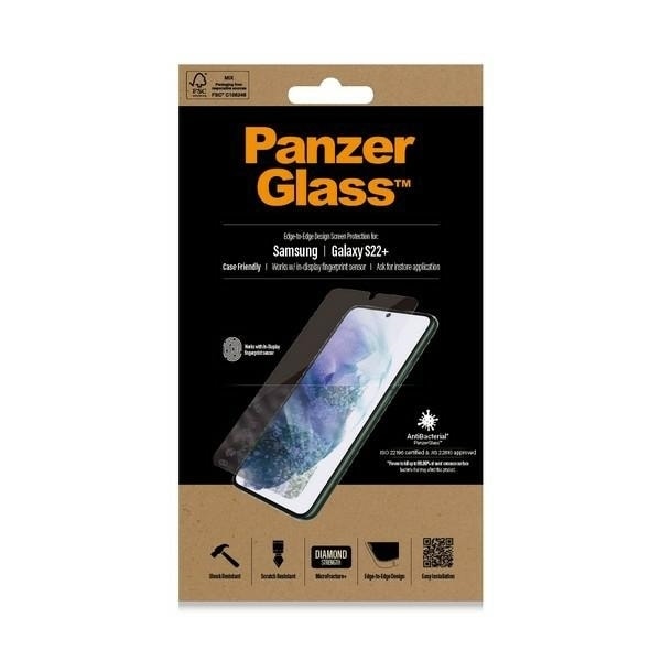 PanzerGlass E2E Microfracture antibacterial glass for Samsung Galaxy S22+ - with black frame