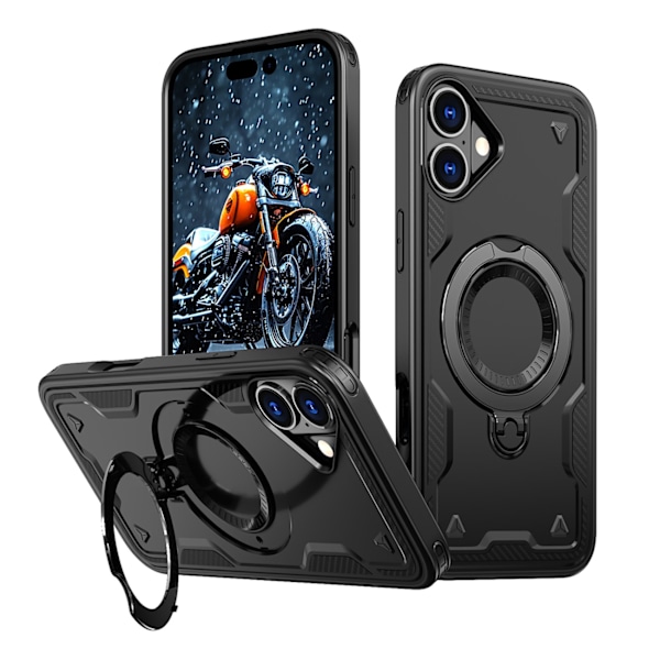 Hybrid Armor Trendy Case with MagSafe for iPhone 16 Plus - Black Black