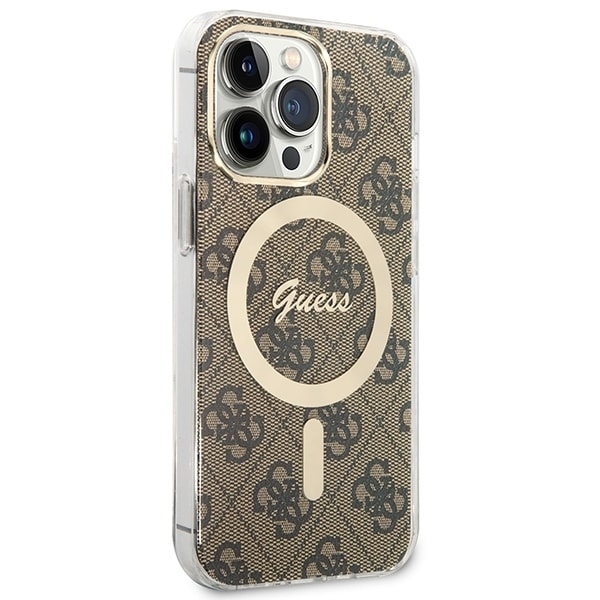 Set Guess GUBPP13XH4EACSW Case+ Charger iPhone 13 Pro Max brown/brown hard case 4G Print MagSafe Brown