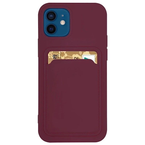 Card Case Silicone Wallet Case with Card Slot Documents for Samsung Galaxy A42 5G Burgundy Brown