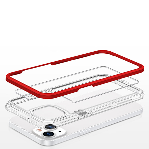 Clear 3in1 case for iPhone 13 mini gel cover with frame red Transparent || Red