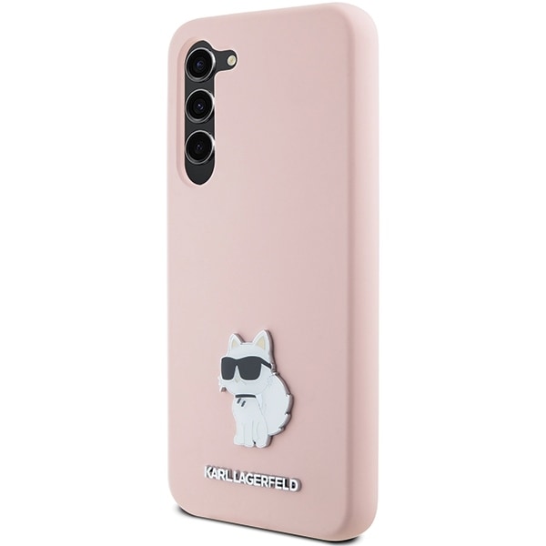 Karl Lagerfeld Silicone Choupette Metal Pin case for Samsung Galaxy S24+ - pink Pink