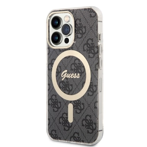 Set Guess GUBPP13LH4EACSK Case+ Charger iPhone 13 Pro black/black hard case 4G Print MagSafe Black