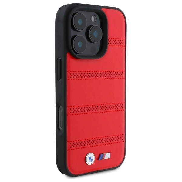 BMW M Perforated And Stitched Line MagSafe case for iPhone 16 Pro Max - red Red