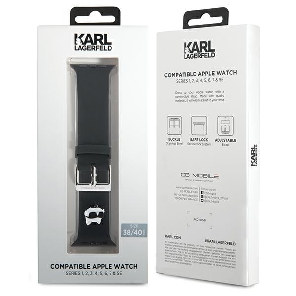 Karl Lagerfeld 3D Rubber Choupette Heads Strap for Apple Watch 38/40/41mm - Black Black