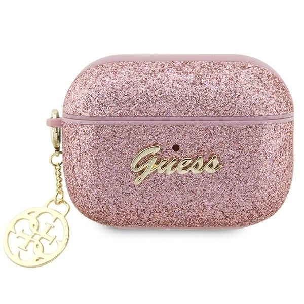 Guess GUAP2GLGSHP AirPods Pro 2 cover pink/pink Glitter Flake 4G Charm Pink