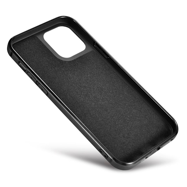 iCarer Leather Oil Wax case covered with natural leather for iPhone 12 Pro Max black (ALI1206-BK) Black