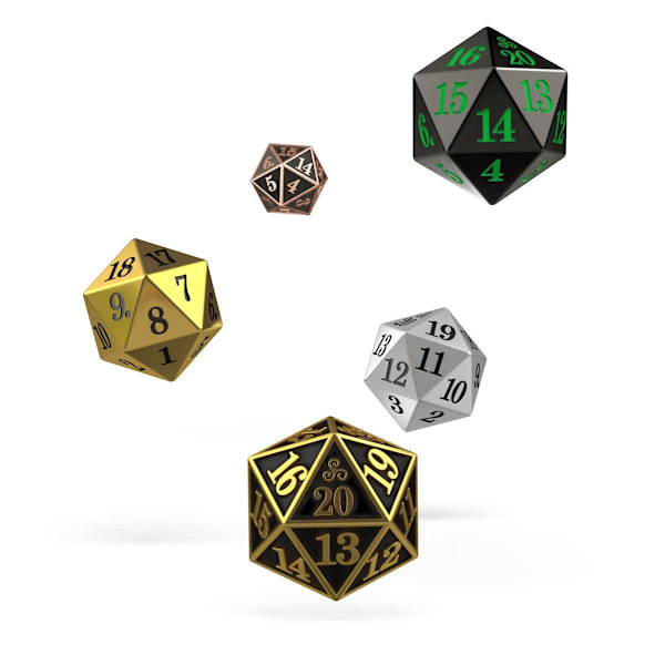 Oakie Doakie Dice D20 Spindown Dice Set Metal (5) multifärg