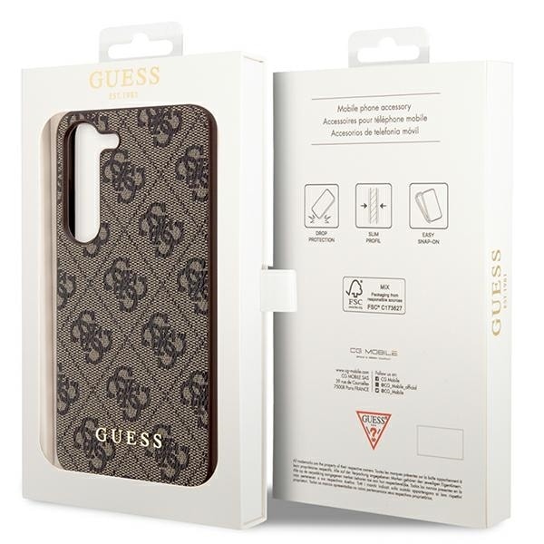 Guess 4G Charms Collection case for Samsung Galaxy S24 - brown Brown