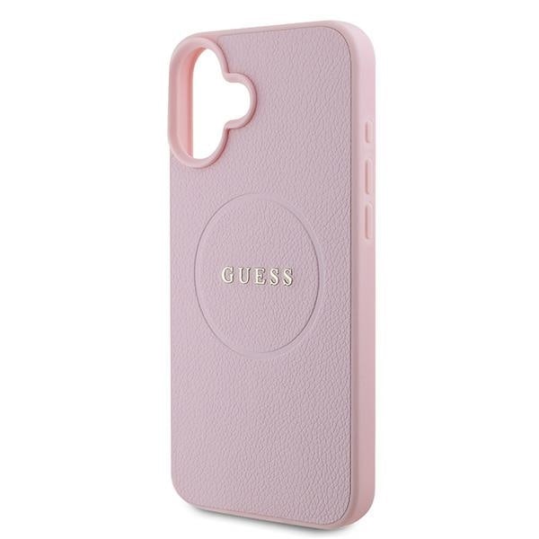 Guess Grained Gold Ring MagSafe iPhone 16 Plus Case - Pink Pink