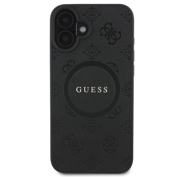 Guess Saffiano Peony Classic Logo MagSafe case for iPhone 16 - black Black