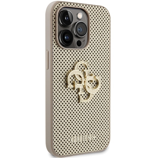 Guess Perforated 4G Glitter case for iPhone 15 Pro Max - gold Gold