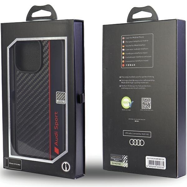 Audi Carbon Fiber Stripe iPhone 14 Pro Max 6.7&quot; black/black hardcase AUS-TPUPCIP14PM-R8/D1-BK Black