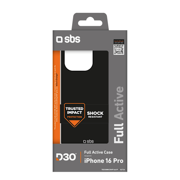 SBS Full Active D3O Case for iPhone 16 Pro - Black