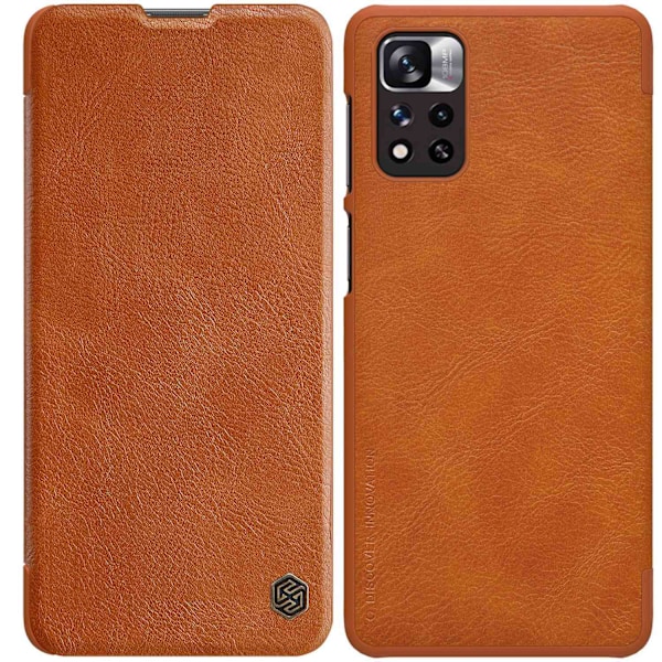 Nillkin Qin Case Case for Xiaomi Redmi Note 11 Pro+ (China) / Redmi Note 11 Pro (China) / Mi11i HyperCharge Camera Protector Holster Cover Flip Case B Brown