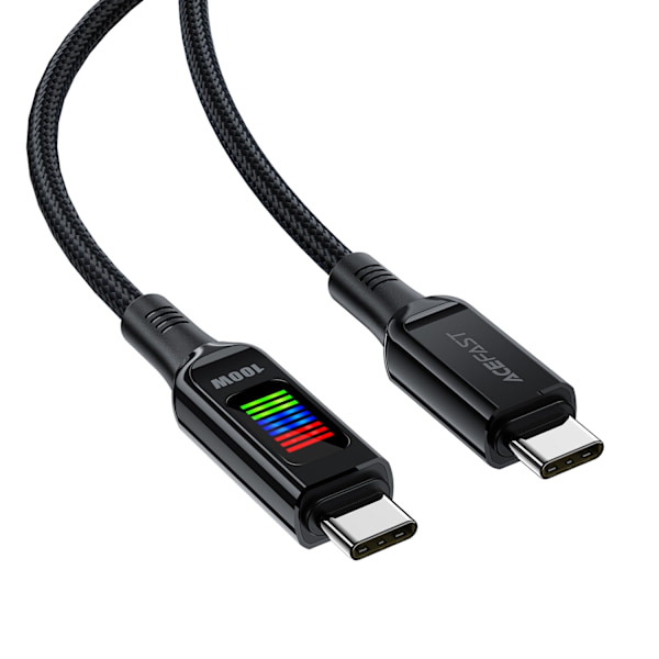 Acefast C7-03 USB-C USB-C 100W 1.2m cable with display - black Black