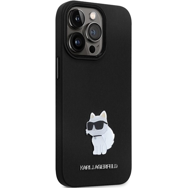 Karl Lagerfeld KLHCP14LSMHCNPK case for iPhone 14 Pro - black Silicone C Metal Pin Black