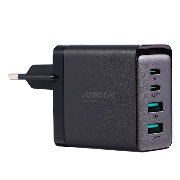 Joyroom GaN charger 67W 4 ports (2x USB, 2x USB C) black (TCG02) + USB C - USB C cable 100W 1.2m Black