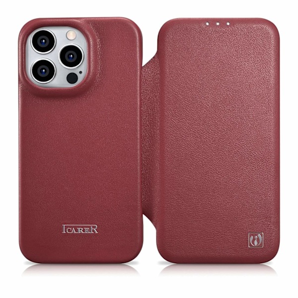 iCarer CE Premium Leather Folio Case iPhone 14 Pro Max Magnetic Flip Cover MagSafe Red (WMI14220716-RD) Red