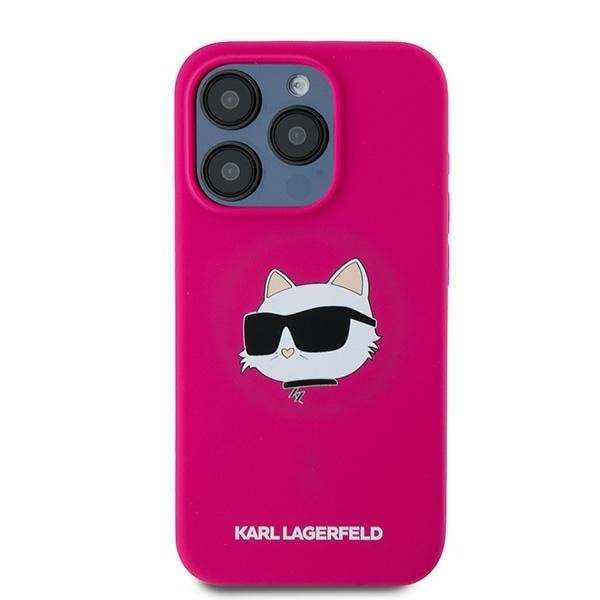 Karl Lagerfeld Silicone Choupette Head MagSafe case for iPhone 15 Pro Max - pink Pink