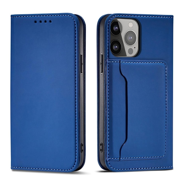 Magnet Card Case for iPhone 13 cover card wallet card stand blue Blue