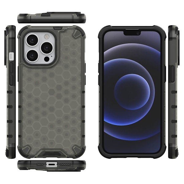 Honeycomb Case armor cover with TPU Bumper for iPhone 13 Pro black Black