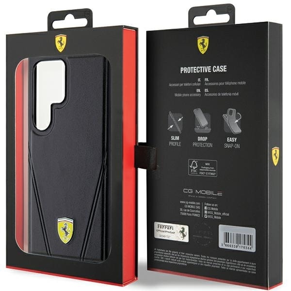 Ferrari Hot Stamp V Lines MagSafe case for Samsung Galaxy S24 Ultra - black Black