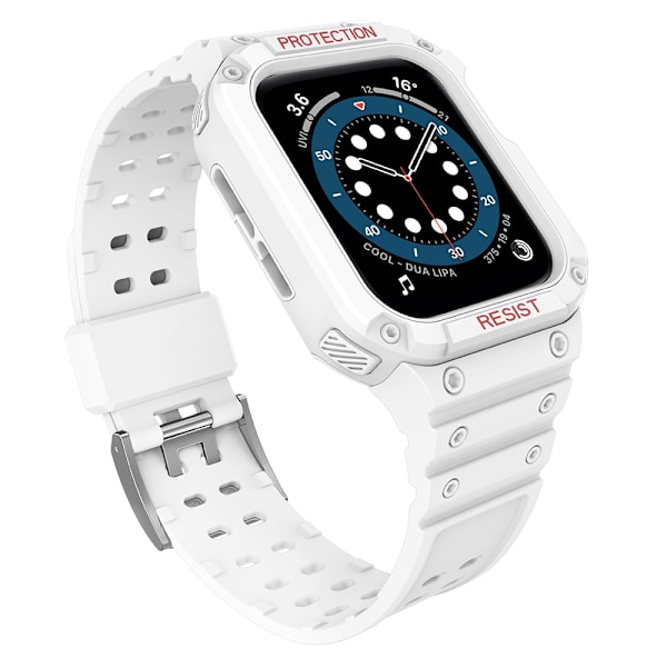 Protect Strap Band Band with Case for Apple Watch 7 / SE (41/40 / 38mm) Case Armored Watch Cover White White