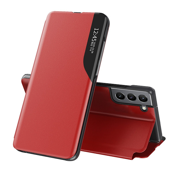 Eco Leather View Case elegant case with a flip cover and stand function for Samsung Galaxy S22 + (S22 Plus) red Red