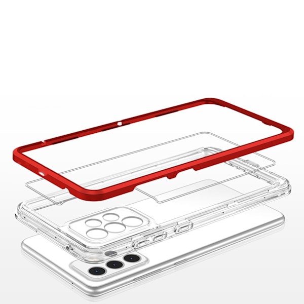 Clear 3in1 Case for Samsung Galaxy A13 5G Frame Gel Cover Red Transparent || Red