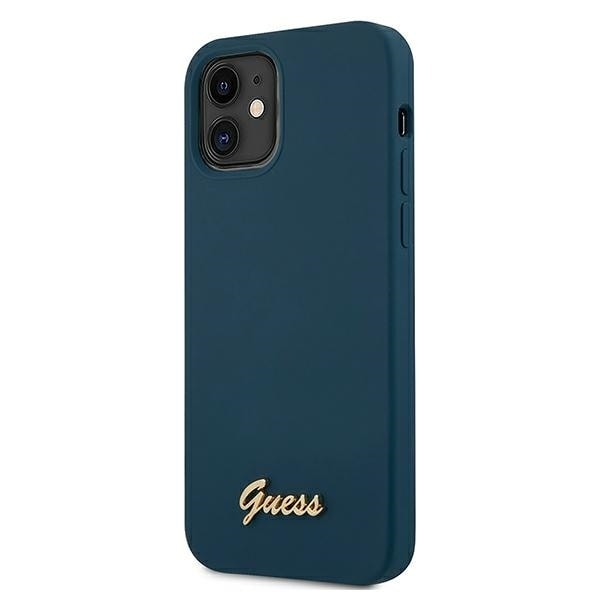 Guess GUHCP12SLSLMGBL iPhone 12 mini 5.4" blue/blue hardcase Metal Logo Script Blue