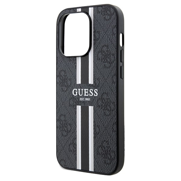 Guess 4G Printed Stripes MagSafe case for iPhone 15 Pro Max - black Black