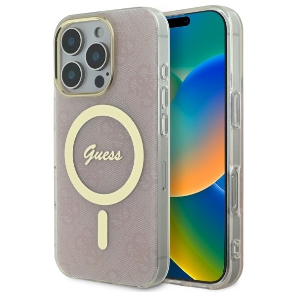 Guess IML 4G MagSafena iPhone 16 Pro Case - Pink Pink