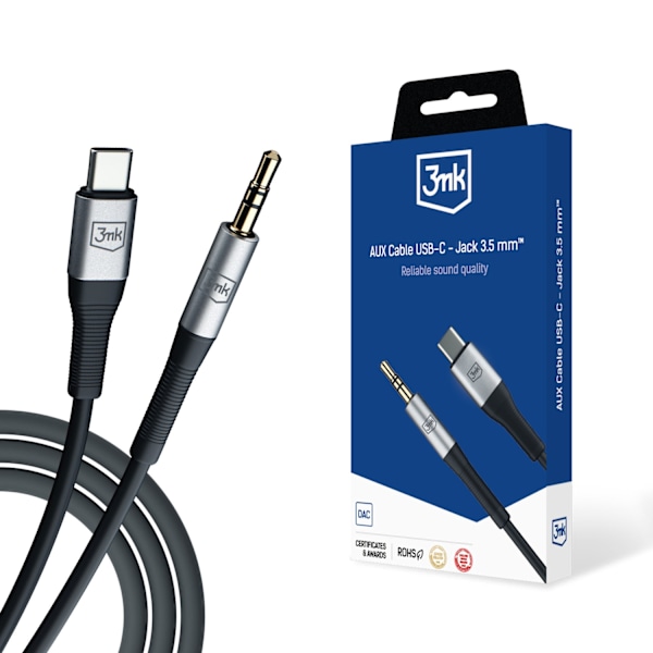 Accessories - 3mk AUX Cable USB-C - Jack 3.5 mm Black