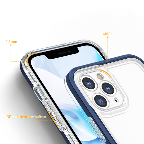 Clear 3in1 case for iPhone 11 Pro blue frame gel cover Blue || Transparent