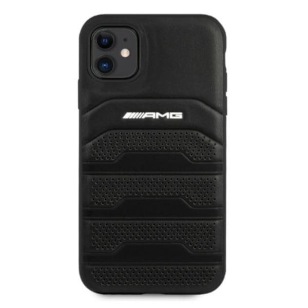 AMG AMHCN61GSEBK iPhone 11 6.1 &quot;black / black hardcase Leather Debossed Lines Black