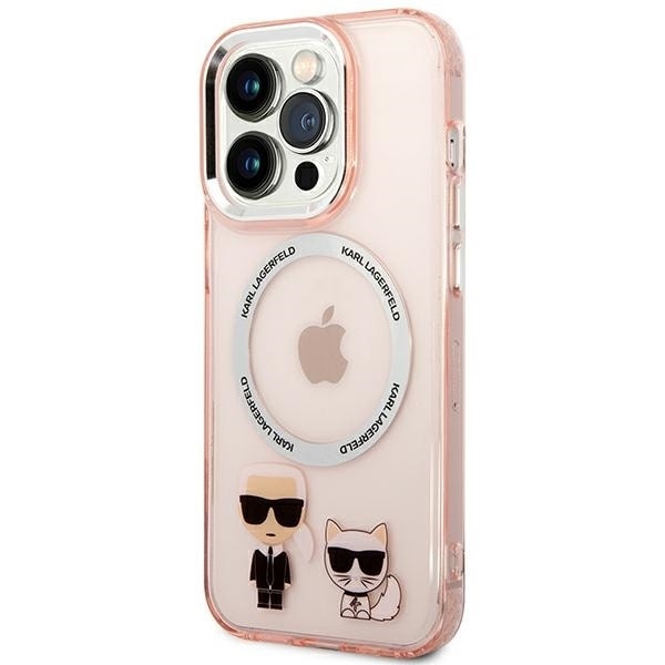 Karl Lagerfeld KLHMP14LHKCP iPhone 14 Pro 6.1&quot; hardcase pink/pink Karl &amp; Choupette Aluminum Magsafe Pink