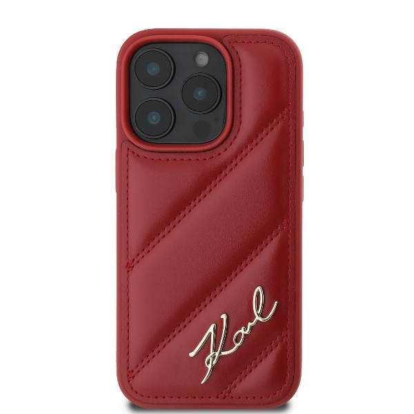 Karl Lagerfeld Quilted Signature iPhone 16 Pro Max Case - Red Red