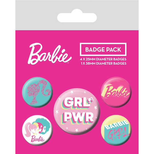 Barbie Pin-Back Buttons 5-Pack Girl Power Multicolor