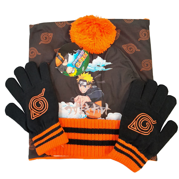 Naruto snood, hat and gloves set Multicolor