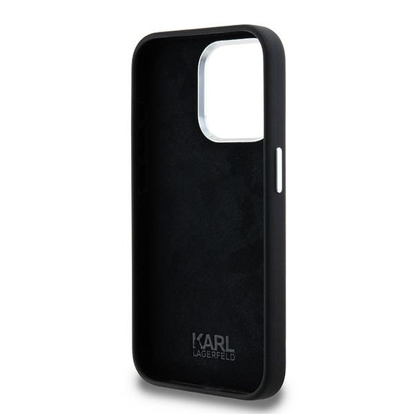 Karl Lagerfeld Silicone Metal Script Logo case for iPhone 15 Pro - black Black