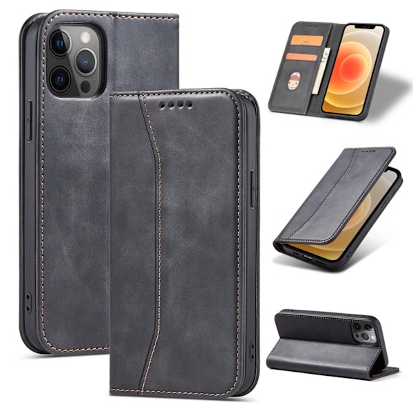 Magnet Fancy Case Case for iPhone 12 Pro Max Pouch Wallet Card Holder Black Black