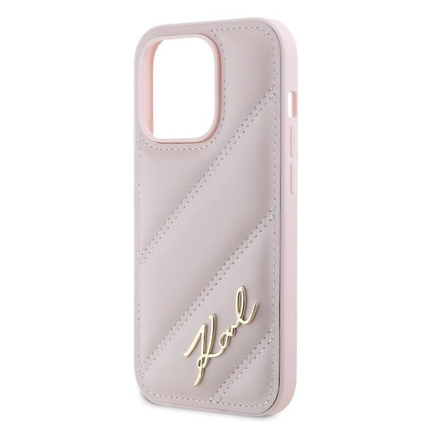 Karl Lagerfeld Diagonal Quilted Script case for iPhone 14 Pro Max - pink Pink