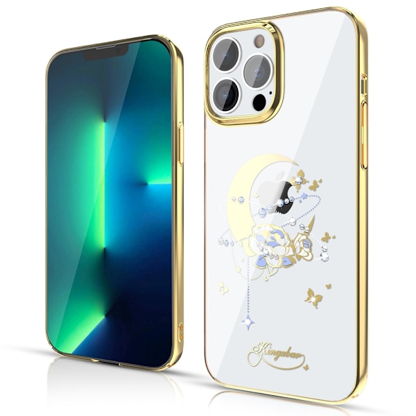 Kingxbar Moon Series luxury case with Swarovski crystals for iPhone 13 Pro gold (Flower) Gold