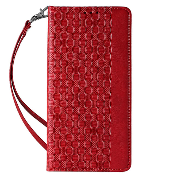 Magnet Strap Case Case for iPhone 14 Pro Max Flip Wallet Mini Lanyard Stand Red Red